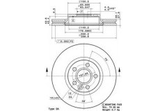 Тормозной диск для FORD MONDEO IV Turnier (BA7) 2.5 2007-2012, код двигателя HUBA, V см3 2521, КВт162, Л.с.220, бензин, Brembo 09A42710