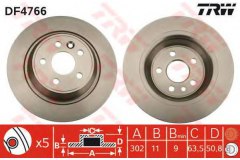 Диск тормозной | зад | для FORD MONDEO IV Turnier (BA7) 2.5 2007-2012, код двигателя HUBA, V см3 2521, КВт162, Л.с.220, бензин, TRW/Lucas DF4766