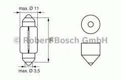 Лампа STANDARD C5W 12V 5W 1987302211 для FORD MONDEO II (BAP) 2.5 24V 2000-2000, код двигателя SEB,SEC, V см3 2495, кВт 125, л.с. 170, бензин, Bosch 1987302211